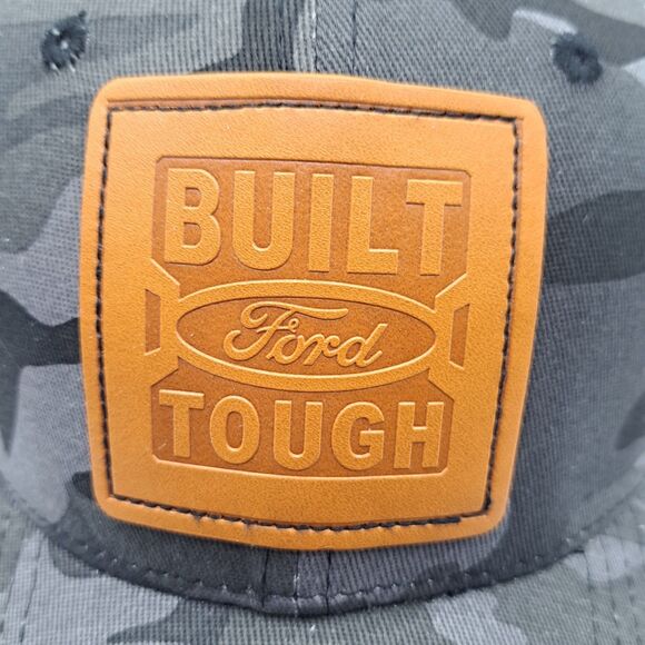 Ford Gray Camo American Flag Trucker Mesh Cap Built Ford Tough Snapback - Picture 2 of 9